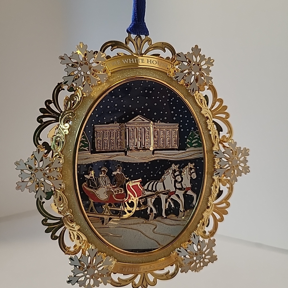 2004 White House Historical Society Holiday Ornament Sleigh President Hayes 1880